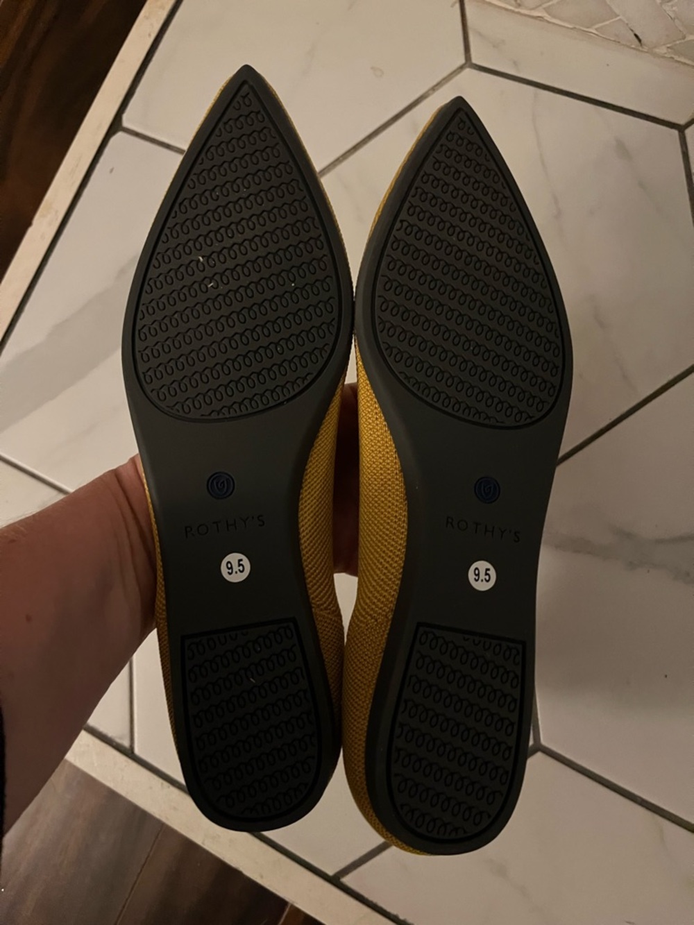 Rothy's Mustard Yellow Knit Pointed-Toe Flats - Picture 6 of 8